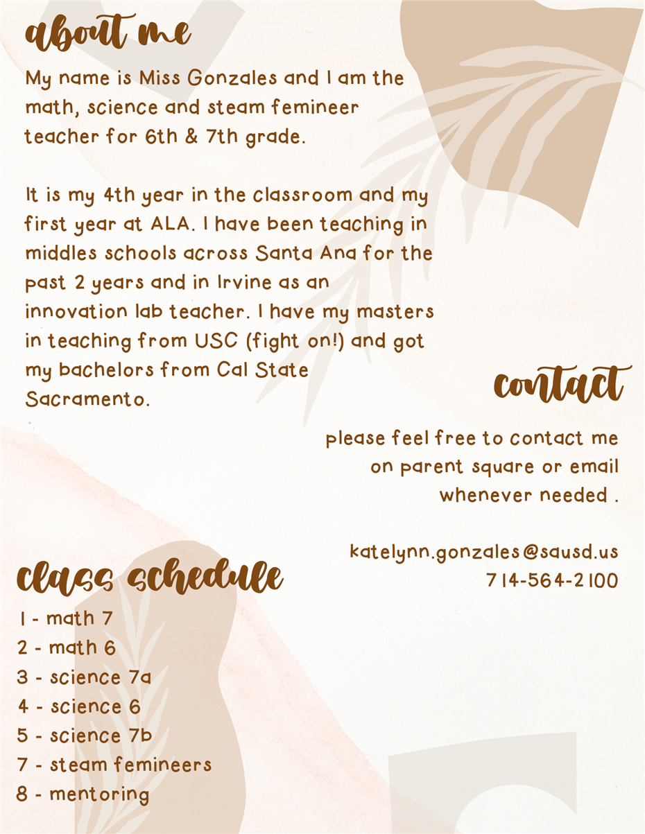 about me and contact info